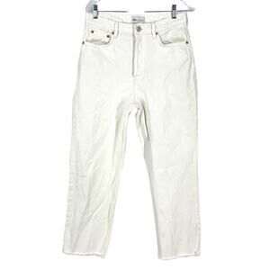 Zara Button Fly‎ Jeans Straight Leg Jeans White Women's Size 10